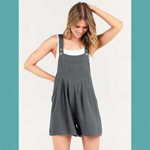 Caracilia Gray 30% Linen Blend Overall Style Romper